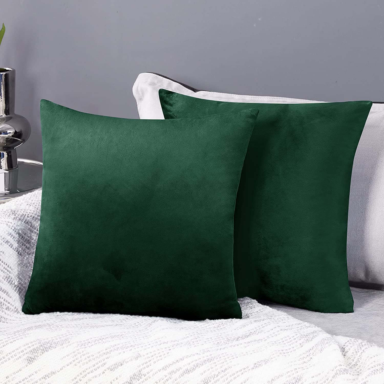 SWISSPACK 20"x20" 4 Pieces Velvet Soft Decorative Square Throw Pillow Case Cushion Covers Pillowcases for Livingroom Sofa Bedroom with Invisible Zipper!BIG SIZE! 13 Colours … (TEAL)