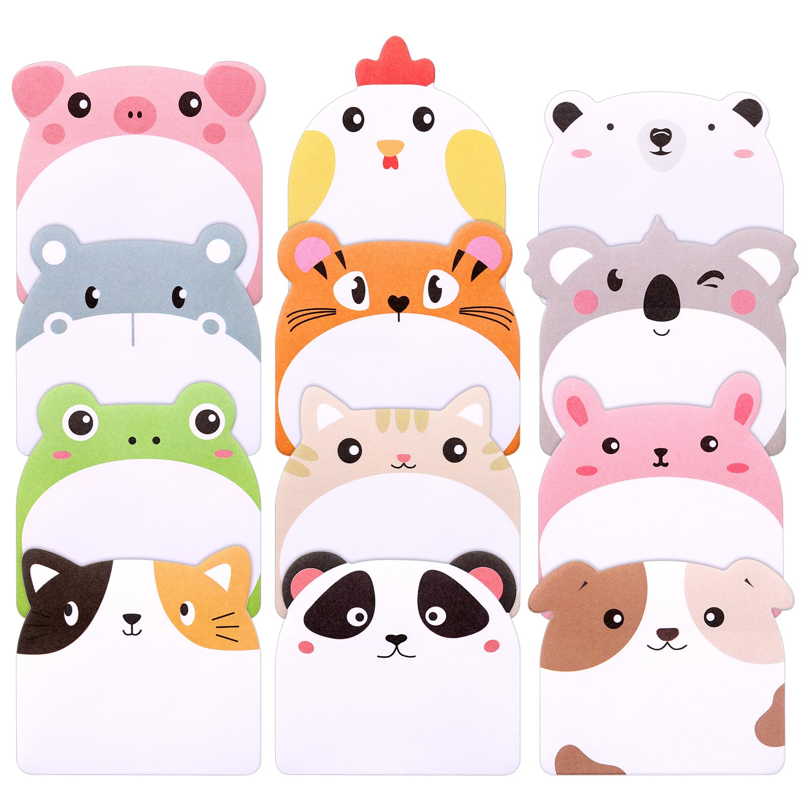 JIANTA 24 Pcs Cute Sticky Notes, 12 Animal Designs, 720 Sheets Kids Sticky Notes for Party Bags, Party Favors