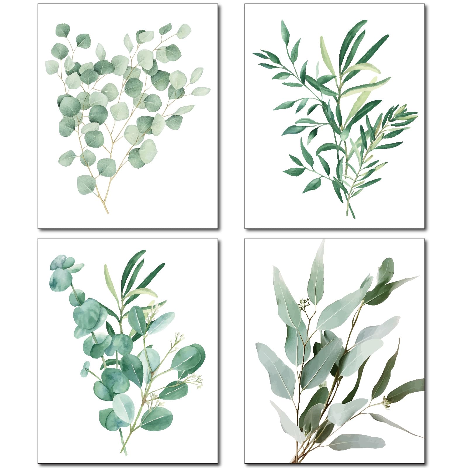 CREATCABIN 4Pcs Botanical Plant Wall Art Prints Plant Decor Paintings Green Leaf Canvas Pictures Leaves Boho Art Drawing Posters Wall Decor for Home Bedroom Office Kitchen 8 x 10Inch-Unframed