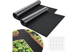 VOCCOS 2Pcs Recycled Felt Mulch Mat Roll for Landscaping 8.2'x2' Black Garden Pathway Reusable Fabric Walkway Mat Permanent Mulch Sturdy Bed Liner Edging Border for Plants Vegetables Flower Weed Barrier