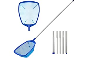 LEVOTIYER Pool Net - Pool Skimmer Net with 5 Section Adjustable Telescopic Aluminum Pole，23''- 60'', Skimmer Net with Fine Mesh Net, Pool Leaf Net