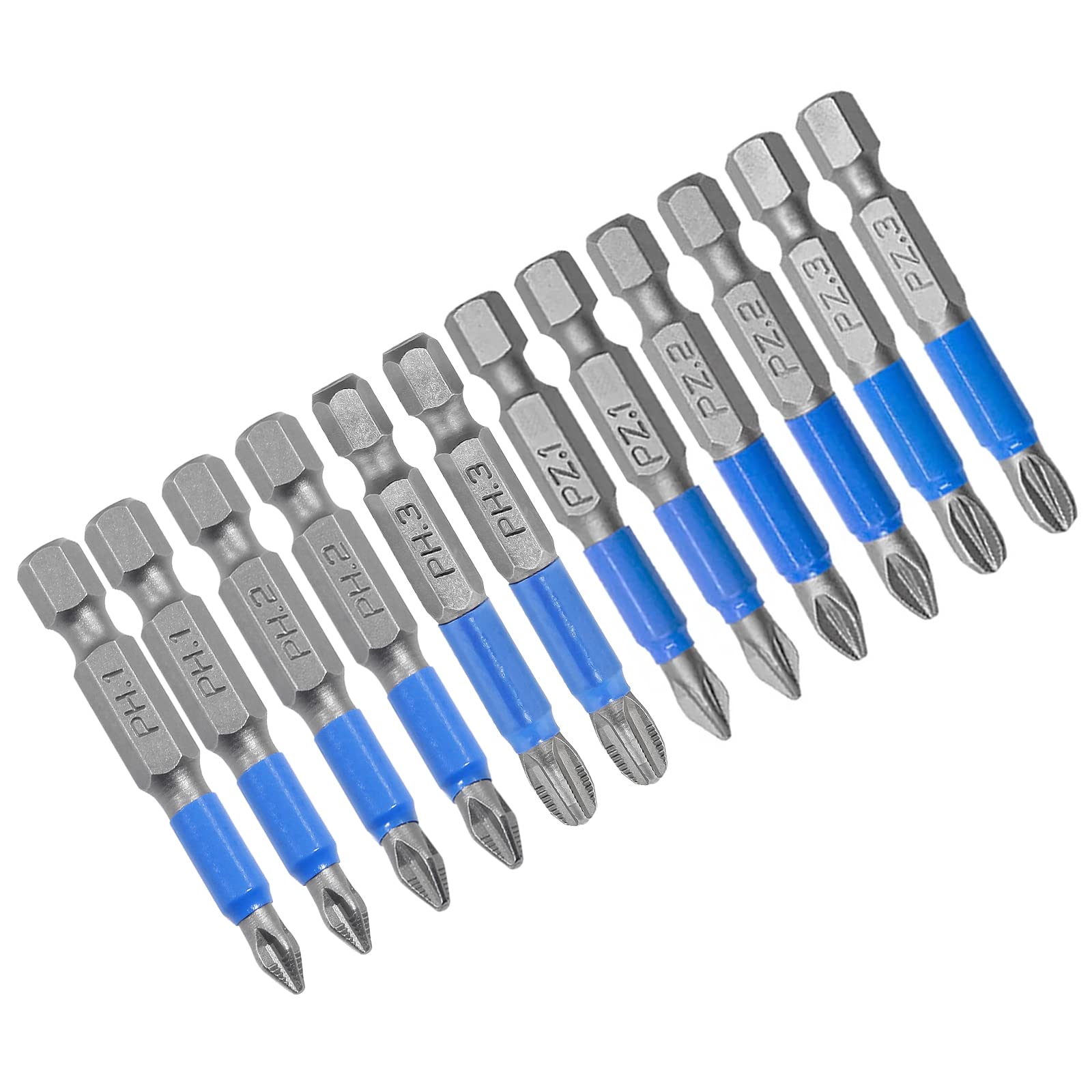 12 Pcs Magnetic Phillips & Pozidriv Screwdriver Bit Set ph1 Ph2