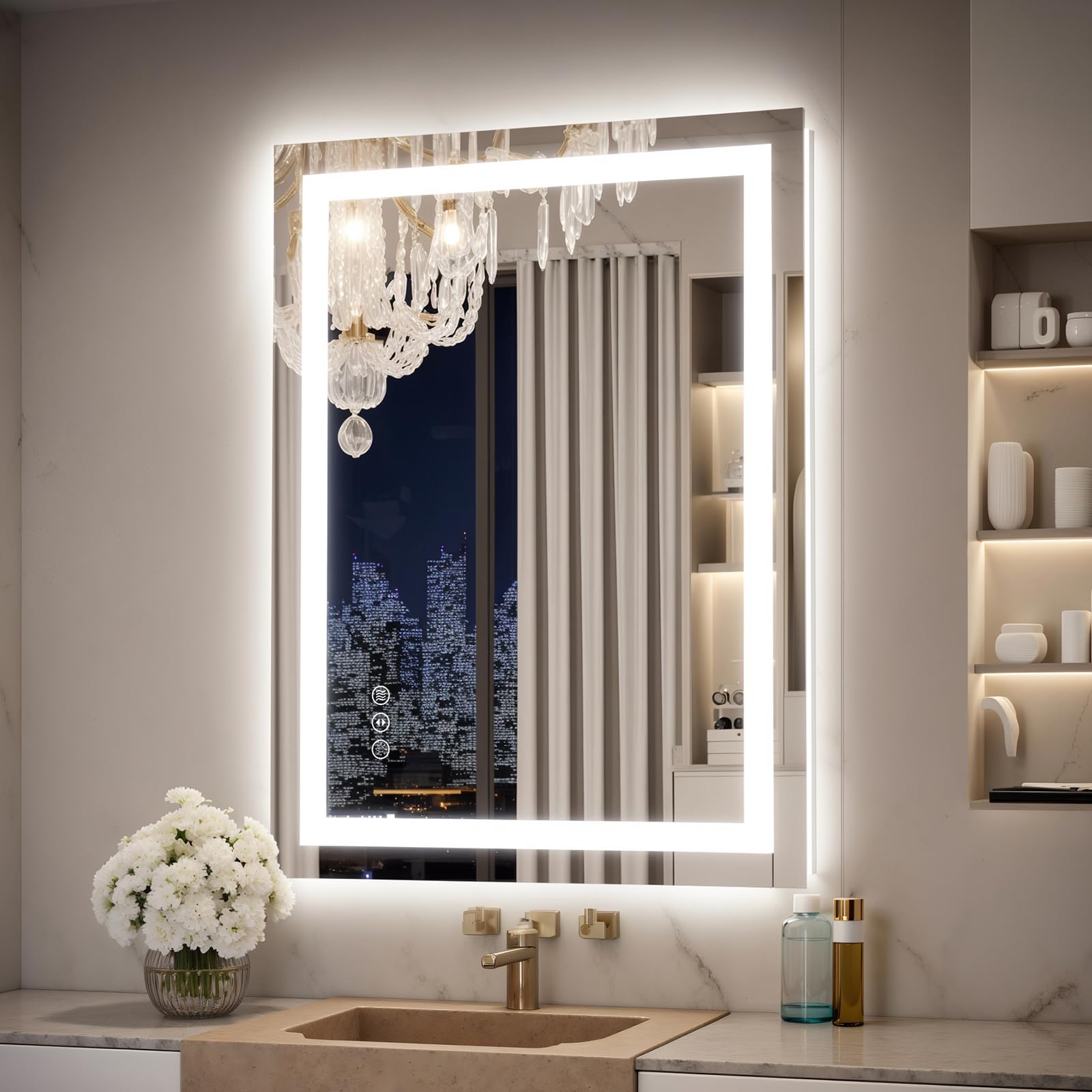 Photo 1 of ****SIMILAR ITEM****24x32 LED Bathroom Mirror with Lights – Anti-Fog, Dimmable, Backlit & Front Lit Lighted Vanity Mirror for Wall – Smart Bathroom Mirror with Memory Function, Shatterproof Tempered Glass