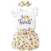 Happy Town Toddler Baby Girl Two Sweet 2nd Birthday Outfits Shorts Set Bowknot 2T Shirts Summer Clothes with Headband