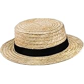 Tigerdoe Skimmer Hat – Amish Hat, Boater, Straw Hat, Sailor, Roaring 20's - Costume Accessories Tan