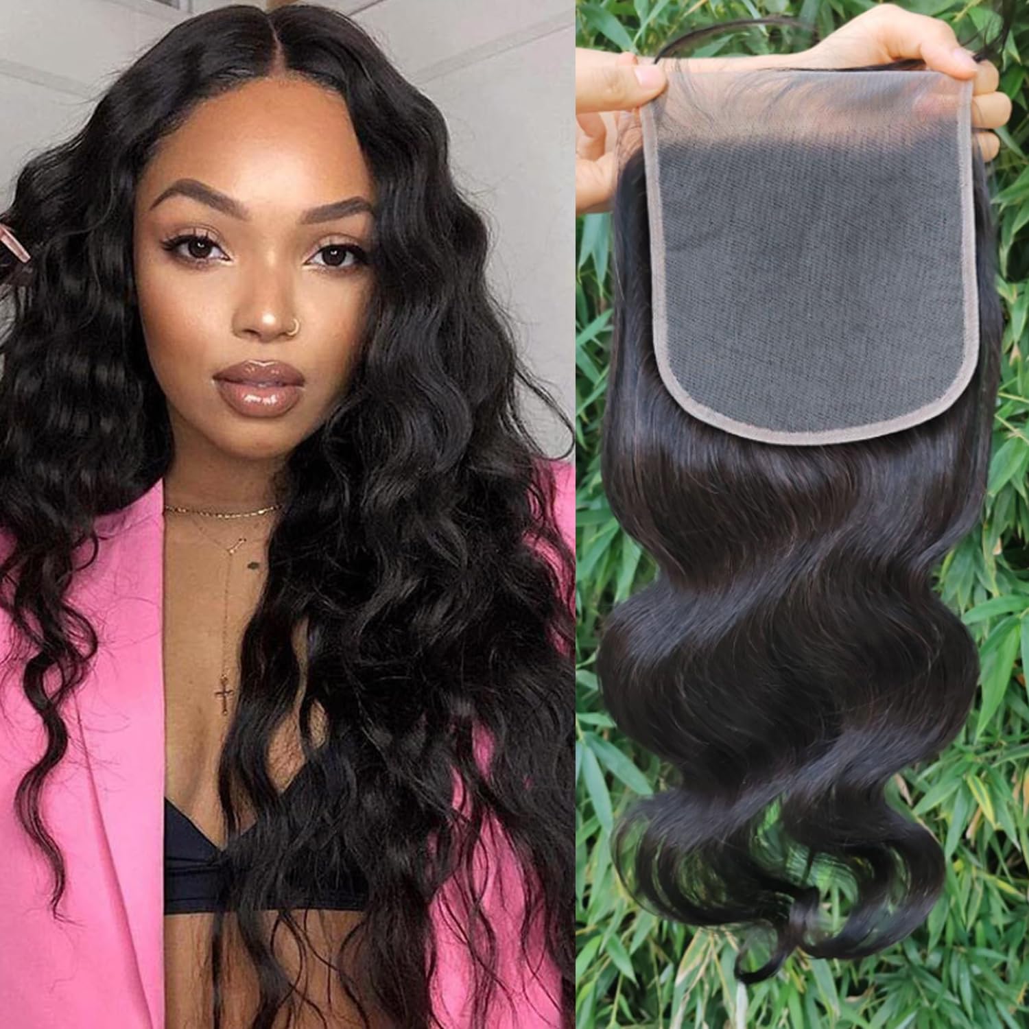 6X6 Lace Closure Body Wave Ultra-Thin Invisible Lace Closure with Single Knot Natural Color 12A Grade Brazilian Virgin Human Hair Pre-Plucked with Baby Hair 10 inch — image 1