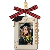COCHIE Wood Christmas Picture Frame Graduation Ornament for Christmas Tree Stocking Decorations, Wooden Photo Frame 2025 Hanging Ornaments Holiday Xmas Gift (Grad)