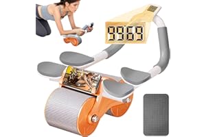 Ailinkor Ab Roller Wheel - Ab Roller with Elbow Support, Automatic Rebound Abdominal Wheel with 4 Elbow Supports, Timer and Knee Pad, Plank Exercise Roller for Abdominal & Core Strength Training