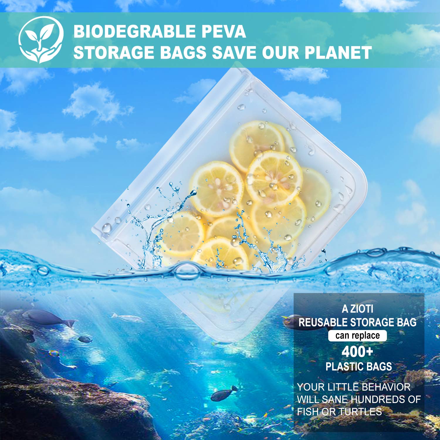 Reusable Storage Bags 10 Pack, 2 Reusable Sandwich Bags, 5 Reusable Freezer Bags and 3 Reusable Snack Bags, 2019 BPA FREE Extra Thick Leakproof Easy Seal Gallon Ziplock Lunch Bags for Home and Travel