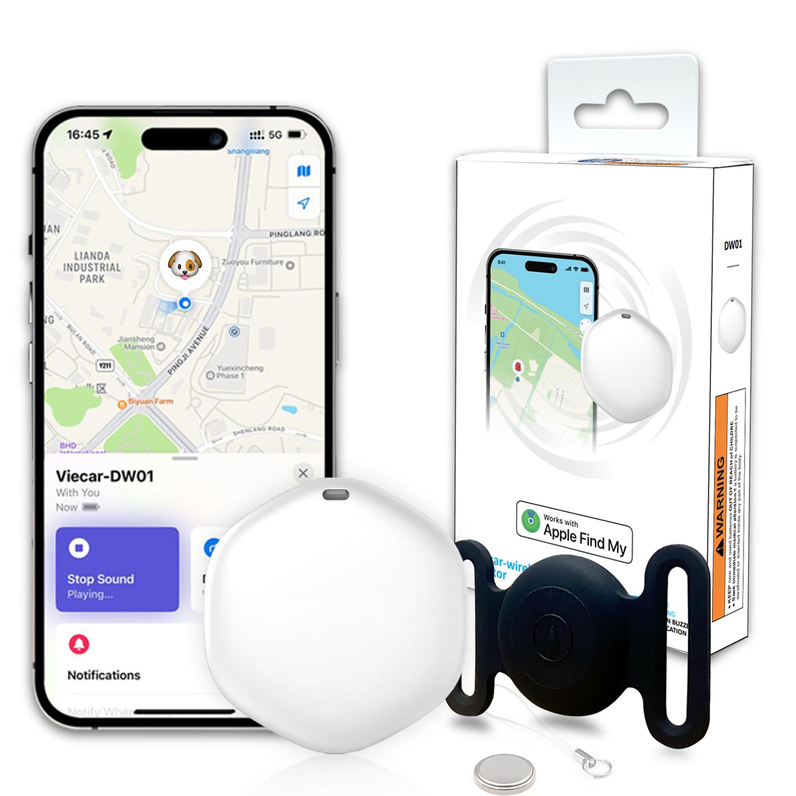Photo 1 of GPS Tracker for Dogs, Mini GPS Cat Tracker, Dog Tracking tag with Holder, No Monthly Fee,Work with Apple Find My(iOS Only),Dog Tracking Device,Anti-Lost,Finder Tag for Vehicles/Pets/Kids/Items (Black)