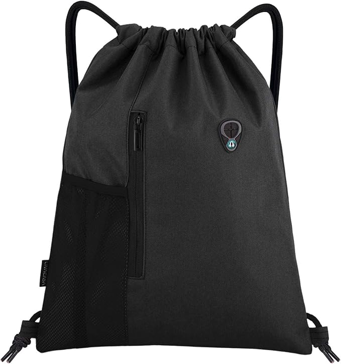 LIVACASA Women Drawstring Gym Bags Sack with Pockets Travel Drawstring Bag Waterproof Drawstring