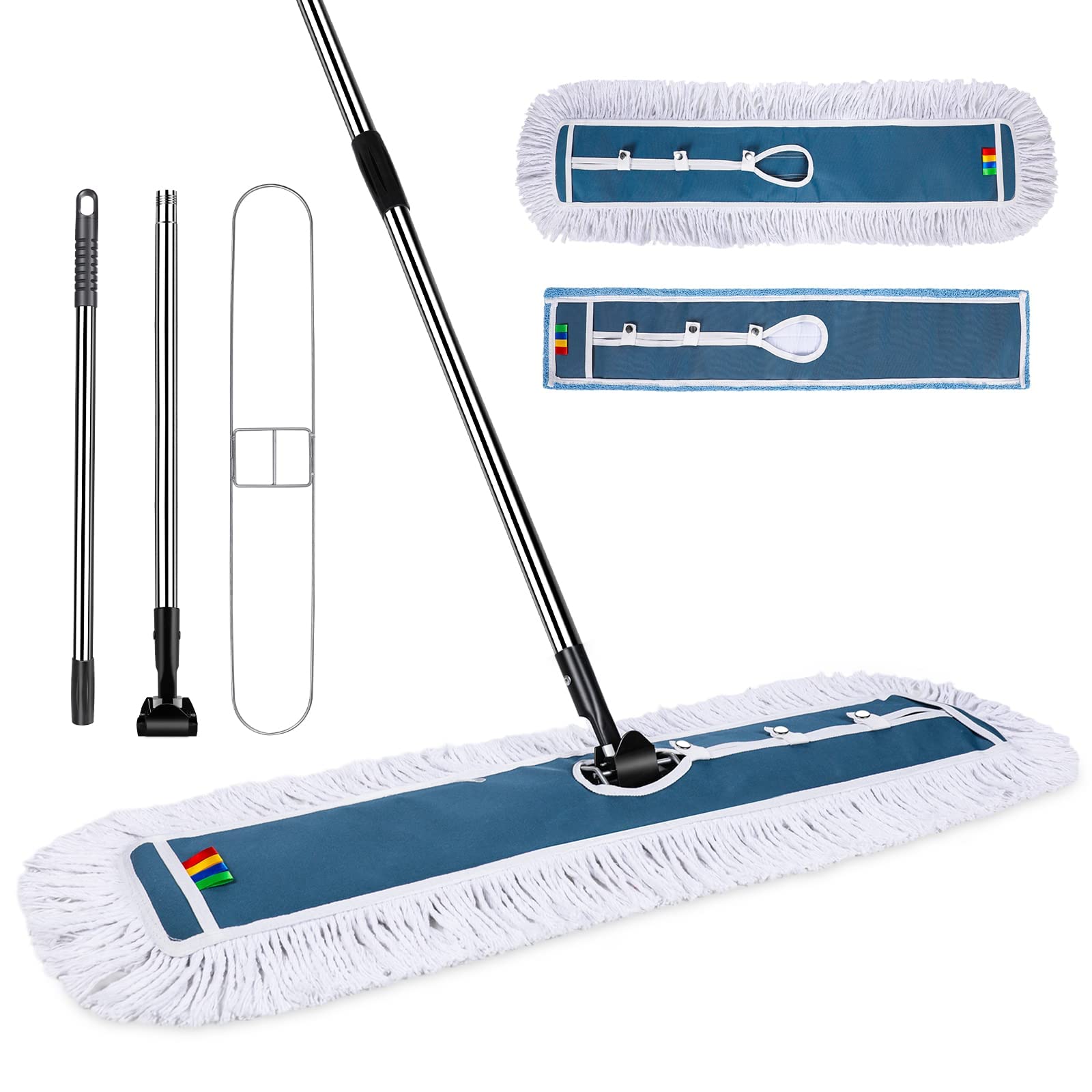 Photo 1 of 40 Inch Commercial Industrial Dust Mop with 2 Pads, Commercial Mop for Dry and Wet Cleaning, Stainless Steel Handle, Heavy Duty Floor Duster Mop for Warehouse Factory Mall Garage