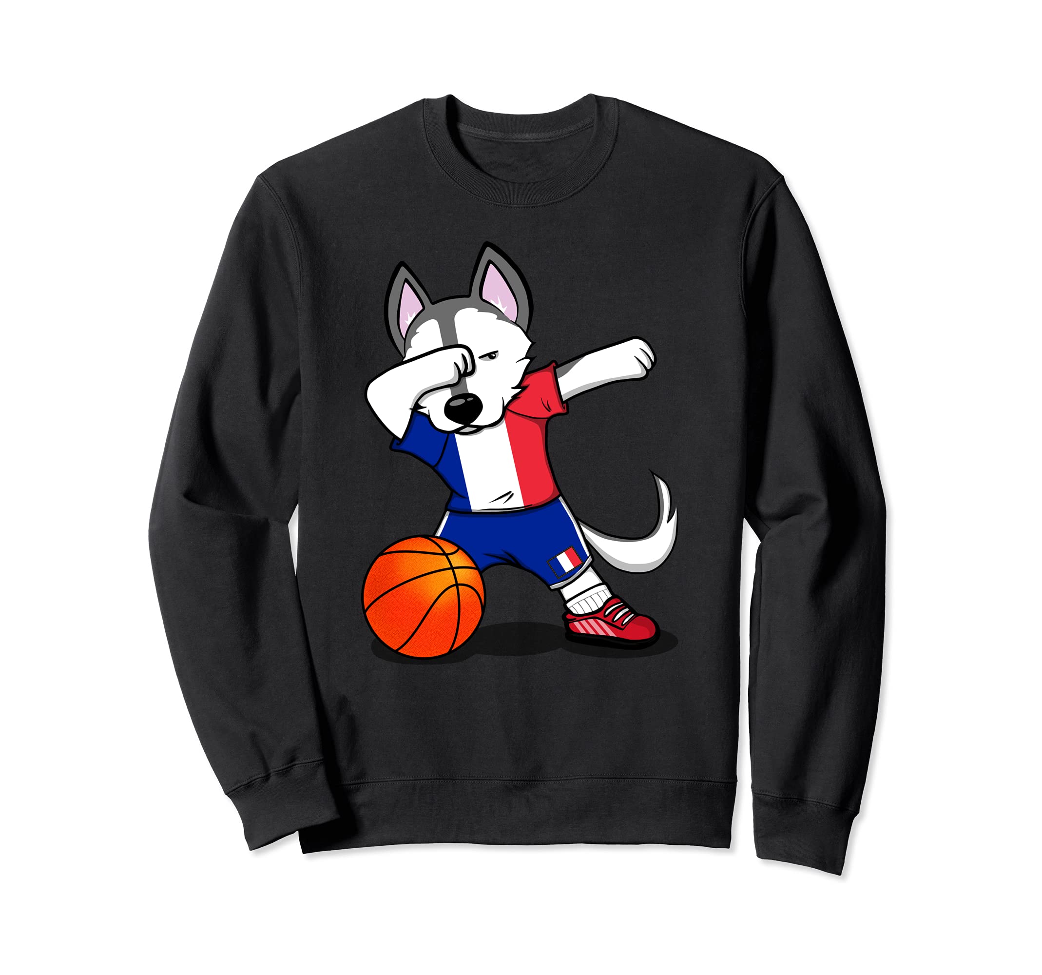 Dabbing Husky France Basketball Fans Jersey - French Flag Sweatshirt
