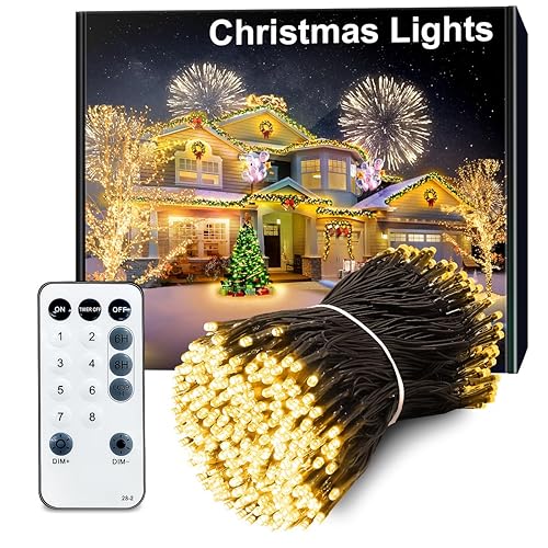 ARKOCHIC 35M Christmas Tree Lights Warmwhite, 300 LED Outdoor Christmas Lights, IP65 Waterproof Fairy Light Plug in, Linkable String Light with 8 Modes/Timer for Outside Indoor Decorations/Garden