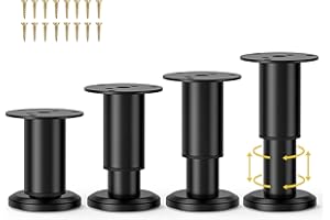 Wlrrcwdttc 4 Pcs Metal Adjustable Furniture Legs 3.15-4.72 inch, Adjustable Cabinet Legs for Sofa/Bed/Chair/Couch/Dresser/Table, Heavy Duty Bed Replacement Support Legs for Bed Frame/Bed Center Slat