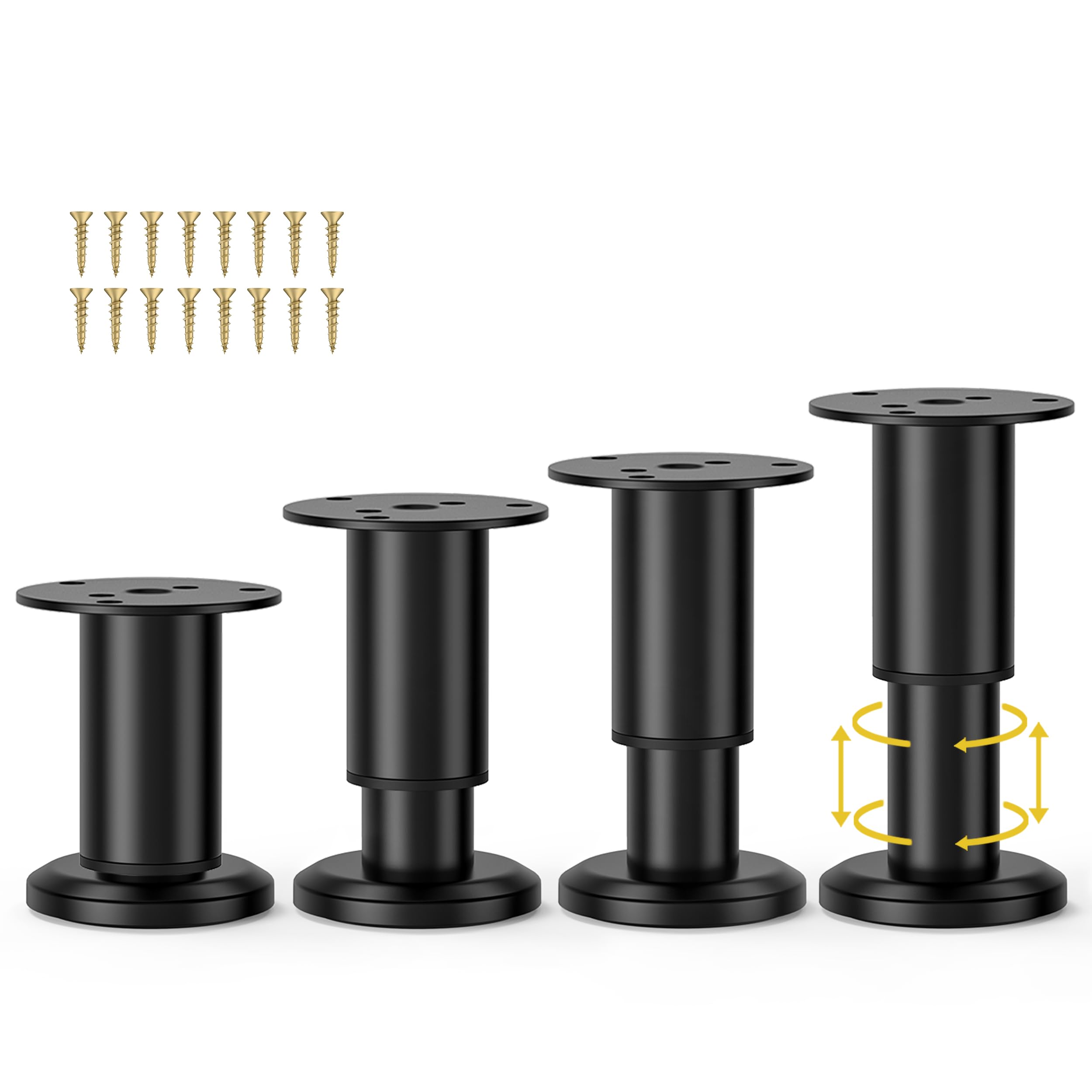 Photo 1 of Wlrrcwdttc 4 Pcs Metal Adjustable Furniture Legs 3.15-4.72 inch, Adjustable Cabinet Legs for Sofa/Bed/Chair/Couch/Dresser/Table,Heavy Duty Bed Replacement Support Legs for Bed Frame/Bed Center Slat