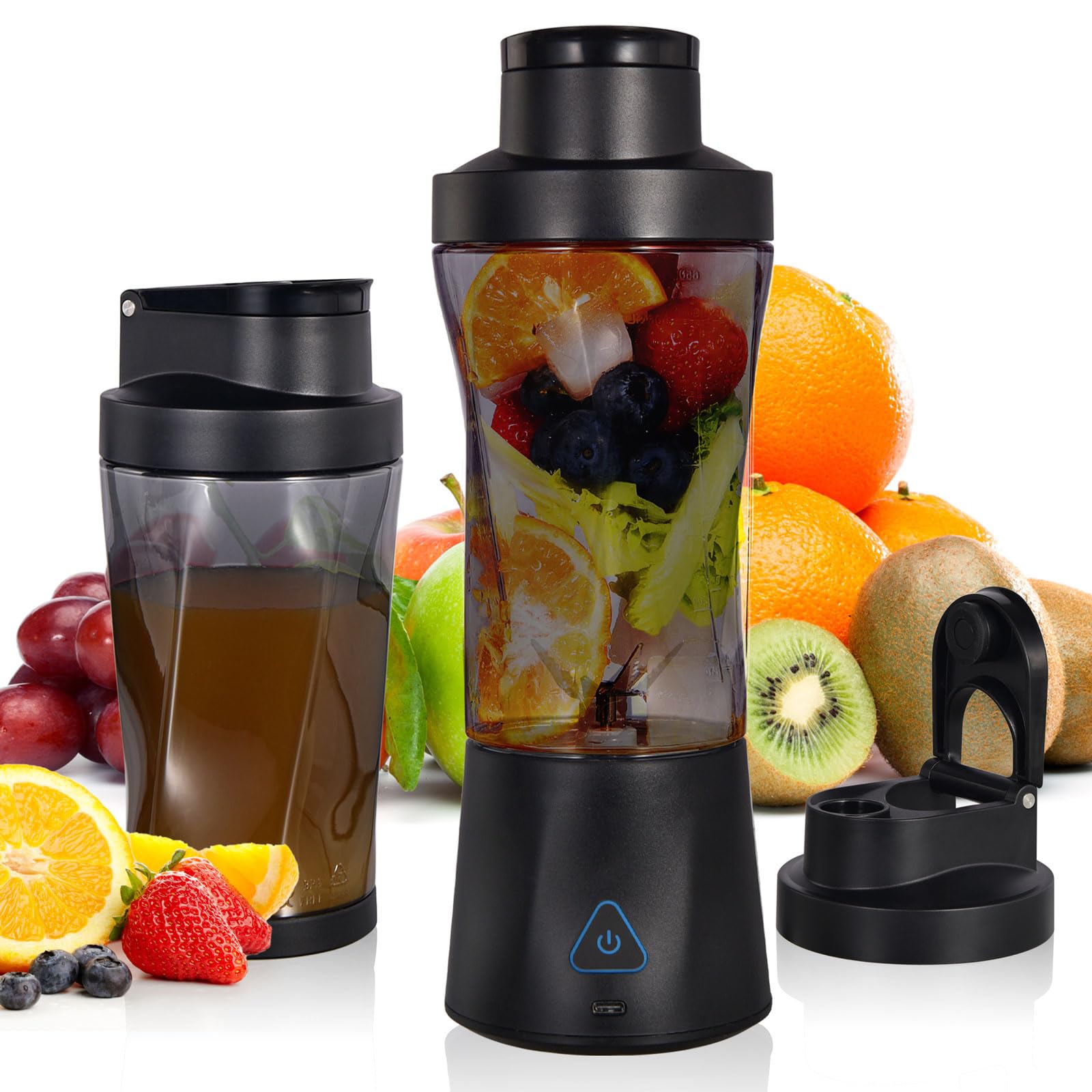 Photo 1 of 12.6oz Cordless Mini 123 Watt Portable Blender-for Smoothies Freshly Squeezed Juices 3265mAh Self Cleaning and BPA Free Portable Juicer with 2.3 Sharp Blade LANHEI