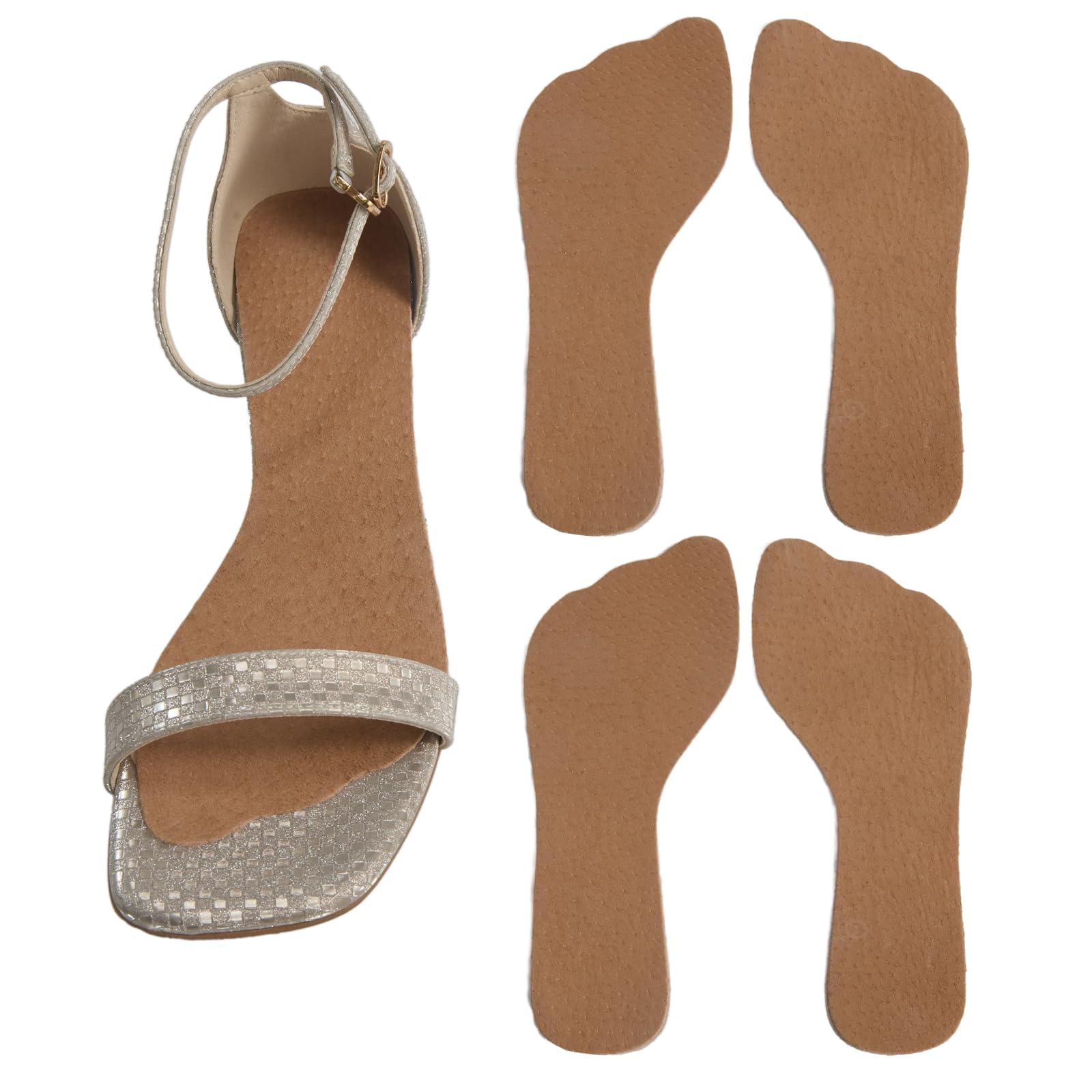 Photo 1 of 2 Pairs Pigskin Non-Slip High Heel Inserts, Ultra-Thin Adhesive Barefoot Sandal Inserts, New Lengthened 3/4 Weight Shifting Insoles for Dress Shoes, Flats and Boots