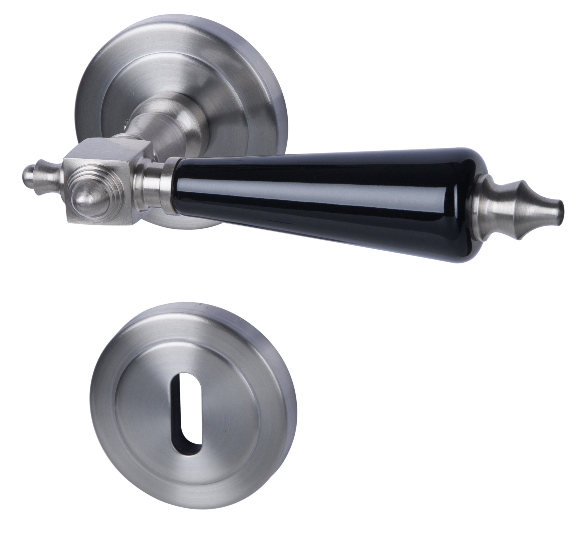 South Metal 32781500 Door Fitting with Knob Platon R Rosette Fitting, Frosted/Stainless Black for Internal Doors