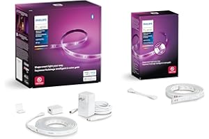 Philips Hue Indoor 6-Foot Smart LED Light Strip Plus Base Kit with 3-Foot Extension - Color-Changing Single Color Effect - Co