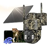 4G LTE Cellular Trail Camera Wireless Outdoor with Night Vision Motion Activated, 2K HD 360° View Solar Security Camera Built-in SIM Card - Game Cam for Hunting, Wildlife, No Wifi, IP65 Waterproof