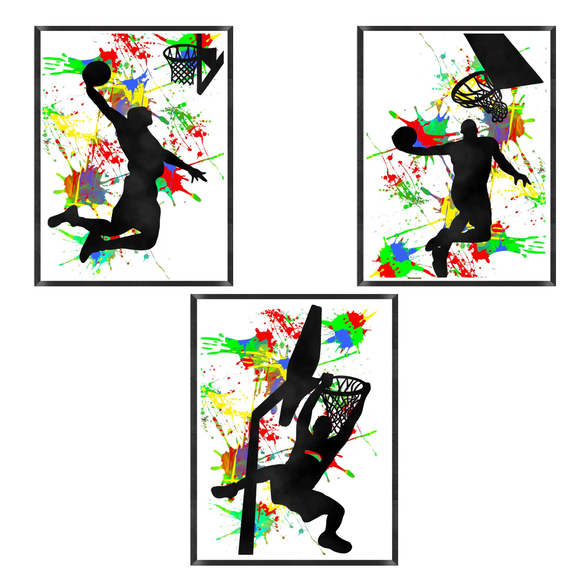 Set of three basketball prints | Available in A5, A4, A3, and A2 | Basketball bedroom decor | Boys basketball bedroom wall art (A3)