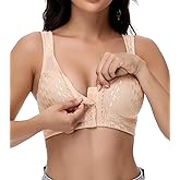 Oscrenia Posture Back Support Plus Size Front Closure Bra Wireless Full Coverage for Women