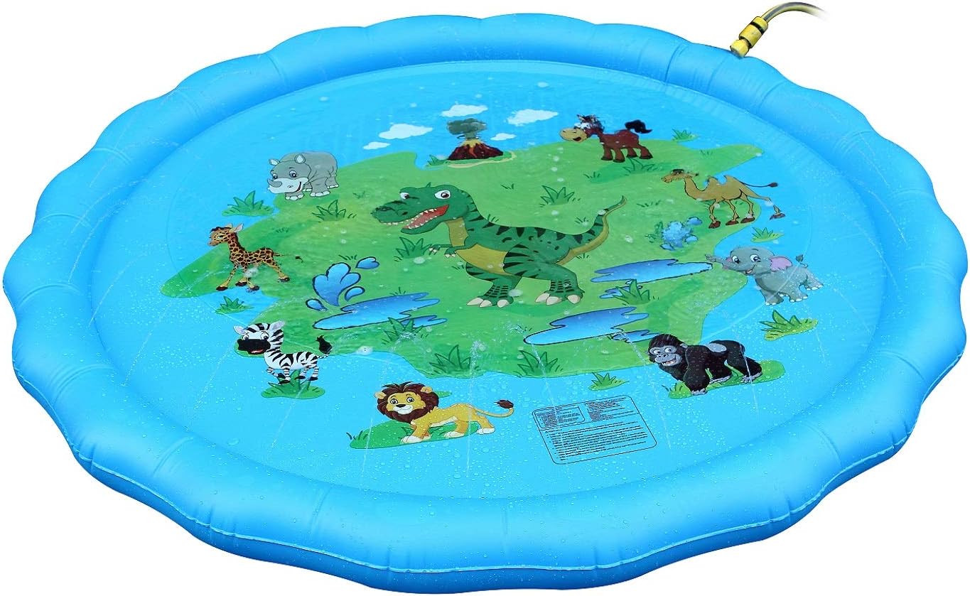 Win SPORTS 68 Inch Inflatable Water Sprinkler- Splash Pad,Summer Outdoor Games Water Mat Toys,Kiddie Baby Wading Swimming Pool for Learning-Fun Backyard Fountain Play Mat: Toys & Games