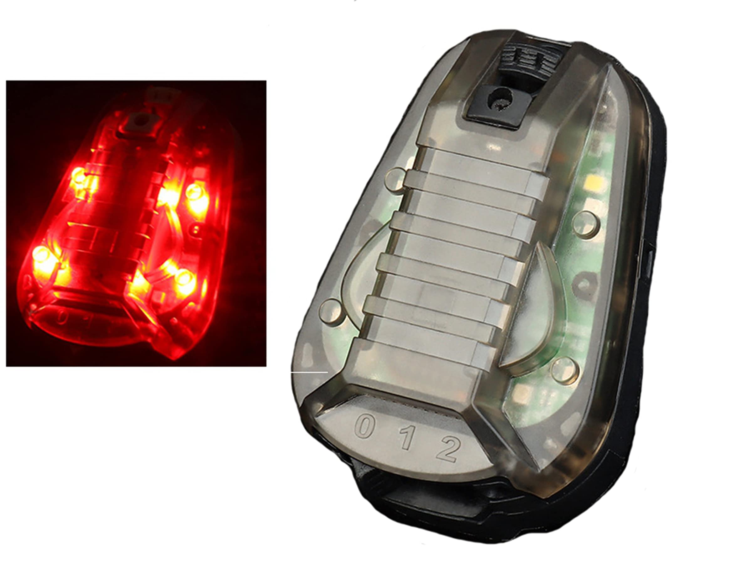 Tactical Helmet Light, Waterproof Airsoft Helmet Green Red Strobe Signal Lights Lamp (Black (Red Light))