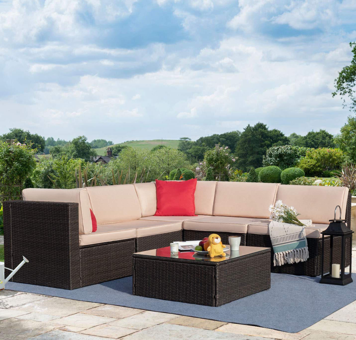 Tuoze 6 Pieces Patio Furniture Sectional Set Outdoor All