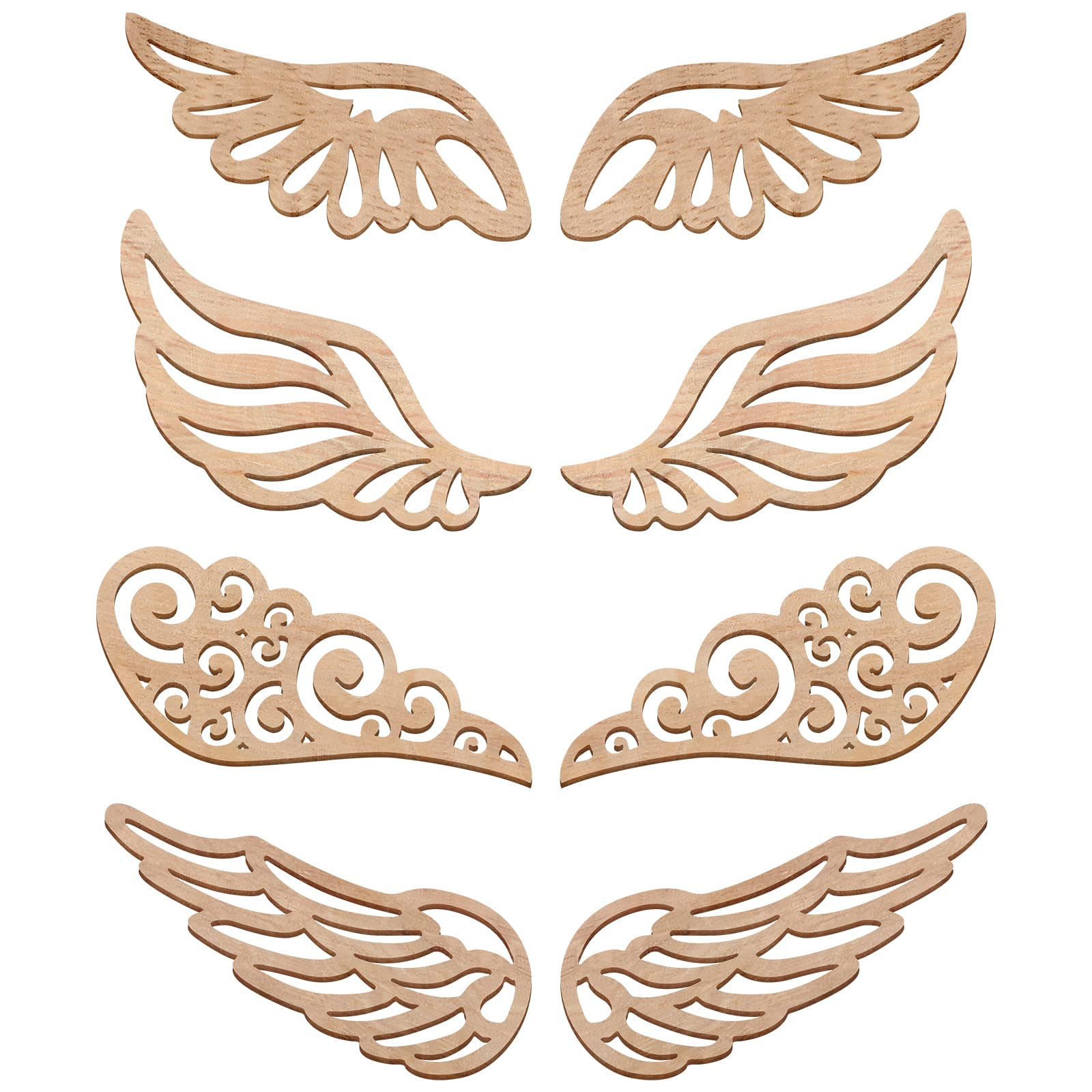 80Pcs Angel Wings Wooden Patches Wings Wooden Cutouts Chirstmas Party Decoration Creative Unifinished Wood DIY Accessories Xmas DIY Crafts