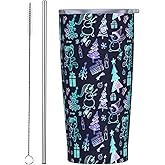 SOUWEWU Christmas Snowman Trees 20oz Tumbler Stainless Steel with Lid and Straw, Dancing Tiger Insulated Travel Mug for Hot Cold Drinks, Christmas Print Cup, Coffee Cup for Women Men Teens