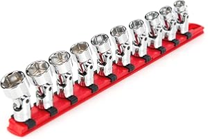 TEKTON 3/8 Inch Drive 6-Point Universal Joint Socket Set with Rail, 10-Piece (10-19 mm) | SHD91119