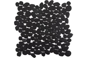 Soulscrafts Pebble Tile for Shower Floor, Black Pebble Mosaic Backsplash, Bathroom Shower Floor Kitchen Backsplash Tiles Pack of 5 Sheets