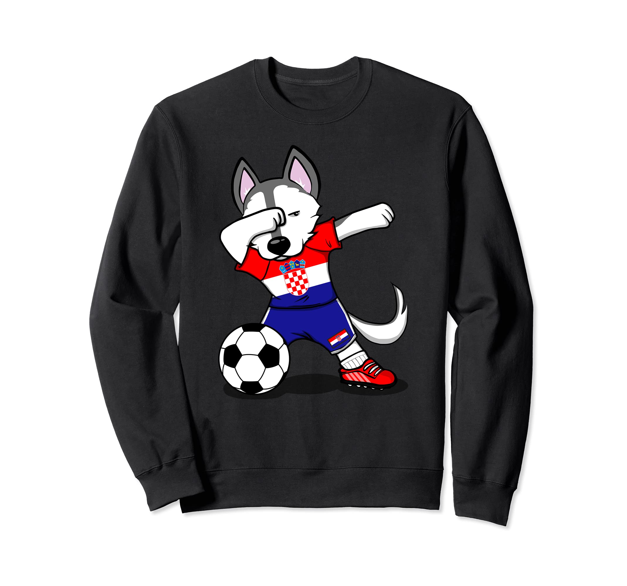 Dabbing Husky Croatia Football Croatian Flag Soccer Lovers Sweatshirt