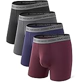 DAVID ARCHY Men's Underwear Boxer Briefs 4 Pack Ultra Soft Breathable Moisture-Wicking Viscose with Fly Pouch Tagless No Roll