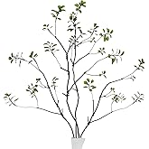 AENTGIU Faux Greenery Stems Branches for Vases, 4 Pcs Realistic Ficus Branches Fake Eucalyptus Stems, Twig-Style Fake Plants for Vase Fillers, Centerpieces, and Home Decor