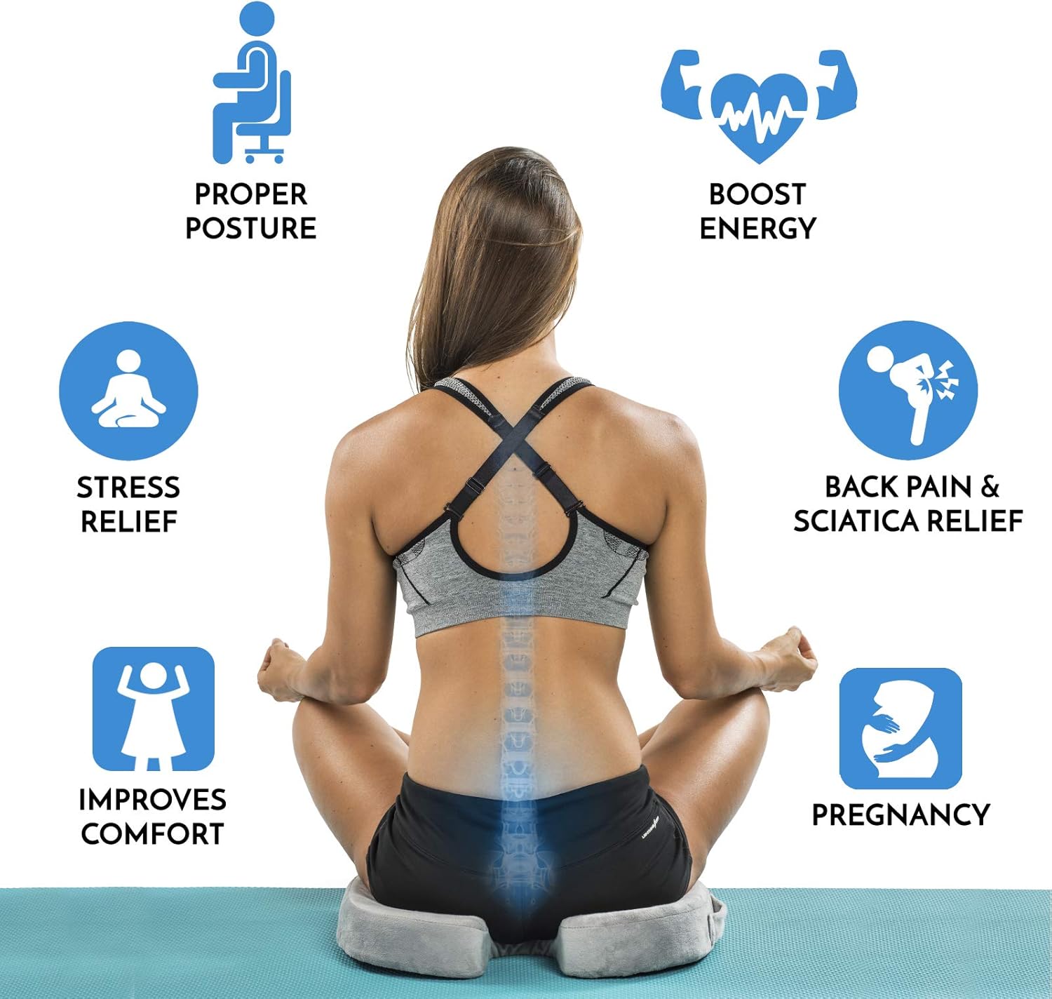ComfiLife Premium Comfort Seat Cushion - Non-Slip Orthopedic 100% Memory Foam Coccyx Cushion for Tailbone Pain - Cushion for Office Chair Car Seat - Back Pain & Sciatica Relief: Home & Kitchen