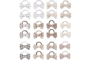 JESSCAT 24PCS Baby Hair Ties with Bows, 12 Multicolor Soft Elastic Bands (2.5cm), No-Crease Ponytail Holders for Infants, Tod
