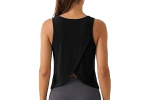 Quenteen Workout Tops for Women V Neck Cropped Open Back Sleeveless Tank Tops Gym Athletic Yoga Shirts