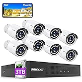 SMONET 5MP 8CH PoE Home Security Camera System,8CH NVR CCTV Surveillance Camera System with 3TB HDD,8PCS 5MP Outdoor Wired IP