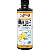 Barlean's Mango Peach Omega 3 Fish Oil Liquid Supplement with Vitamin D, 1080mg EPA & DHA Fatty Acid, Smoothie Flavored & Bur