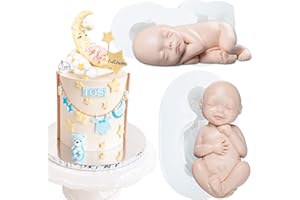Sleeping Baby Fondant Silicone Molds for Cake Decoration Cupcake Topper Chocolate Soap Wax Clay 2-in-set Around 2.4x1inch