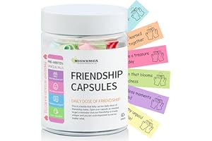 HIONXMGA 60PCS Pre-Written Friendship Messages in a Bottle, Cute Capsule Notes for Long Distance BFF Moving Away Gifts, Unique Bestfriend Birthday Gifts for Women Sister Bestie