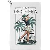 K9King in My Golf Era Golf Towel for Women – Stylish Microfiber Golf Towel with Clip Holder – Lightweight, Quick-Dry, Fashionable Gift for Golfers, Ideal Golf Accessories