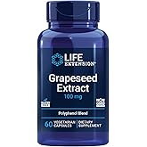 Life Extension Grapeseed Extract, Vitamin C, Calcium, resveratrol, polyphenols, Cardiovascular Health, antioxidant Protection, Gluten-Free, Non-GMO, Vegetarian, 60 Capsules