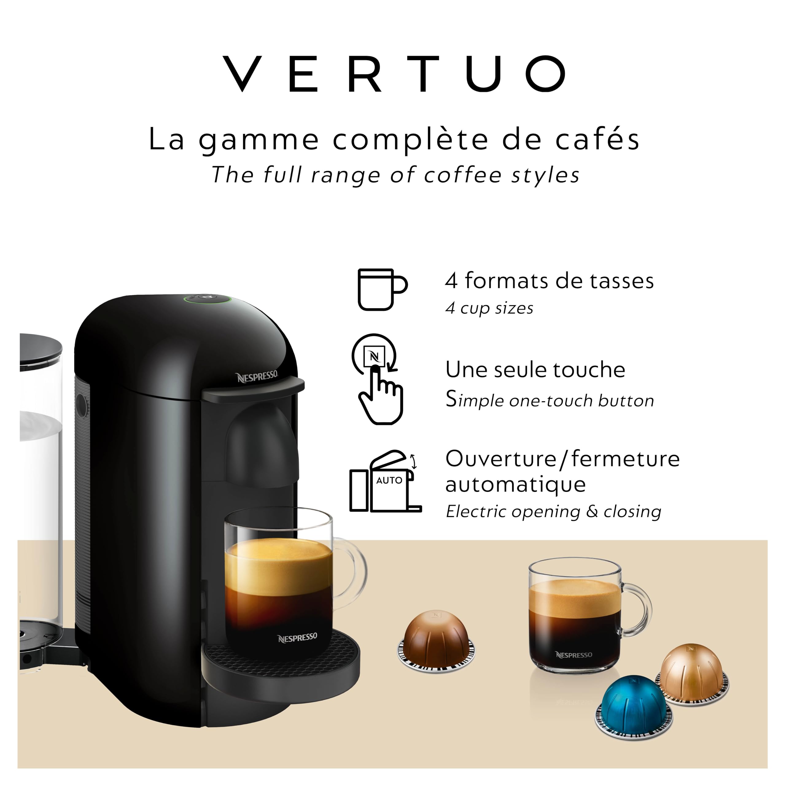 Cafetera y cafetera Nespresso Vertuo Plus de Breville, tinta negra