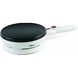 Salton Cordless Electric Crepe Maker With Bonus Batter Dish and Spatula with Non-Stick Cooking Surface, Automatic Temperature
