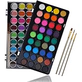 Artecho 36 Colors Watercolor Cake Set with 3 Brushes, Washable, Travel Design, Perfect for Card Making, Illustrations, Callig