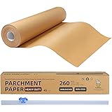 Katbite Unbleached Parchment Paper for Baking, 15 in x 210 ft, 260 Sq.Ft, Heavy Duty Baking Paper with Slide Cutter, Non-stic